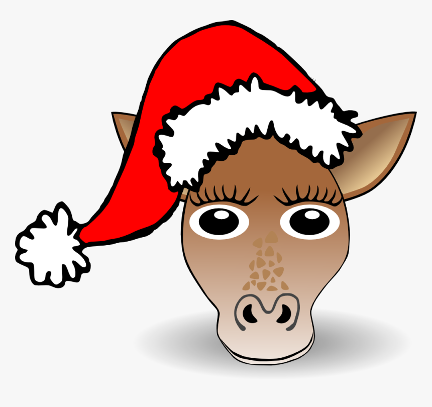 Free Vector Funny Giraffe Face Cartoon With Santa Claus - Clipart Santa Hat Png, Transparent Png, Free Download