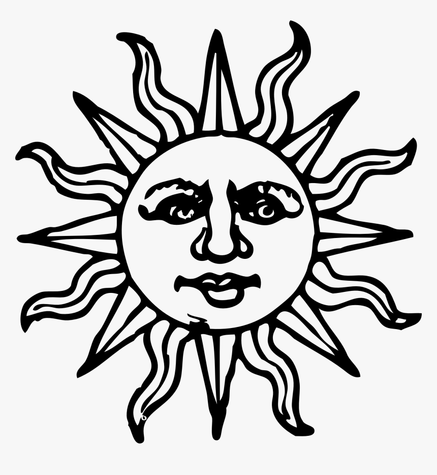 Black And White Sun Png - Sun Drawing, Transparent Png, Free Download