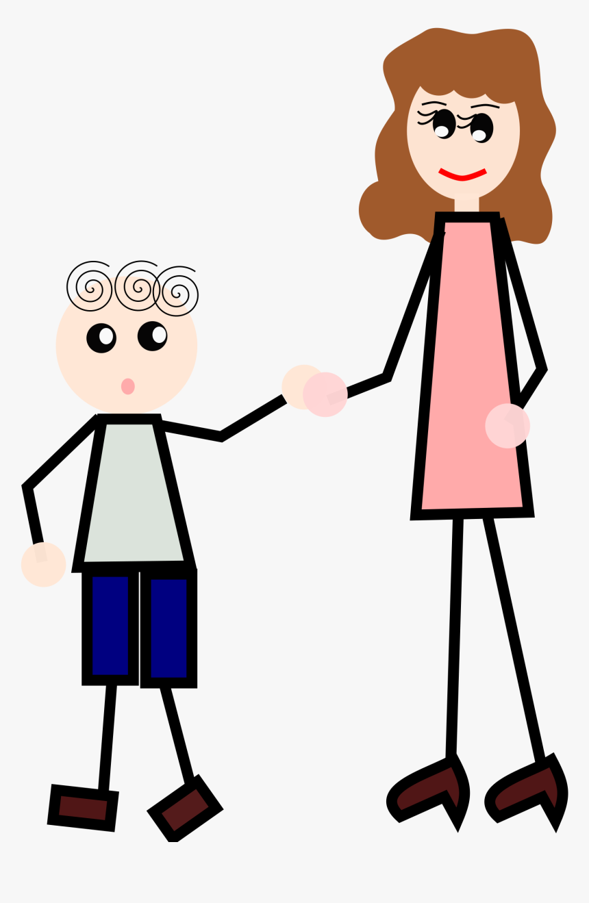 The Boy Is Holding His Mother"s Hand Clip Arts - Free Stick Figure Holding Hands Clipart, HD Png Download, Free Download