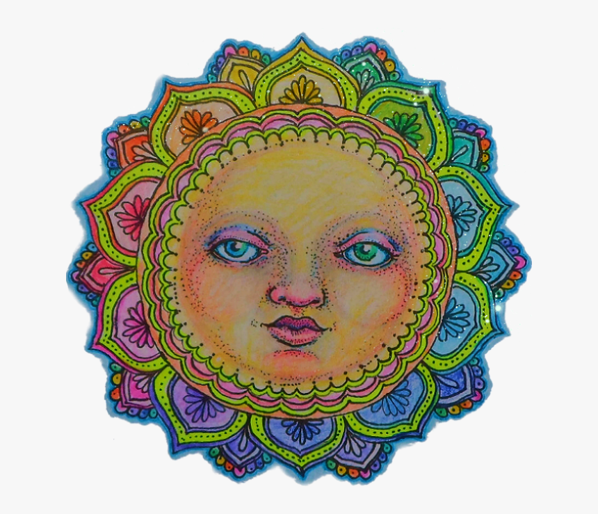 Sun Moon Mandala Hippy Trippy Psychadelic Tumblr Aesthe - Sun Trippy No Background, HD Png Download, Free Download
