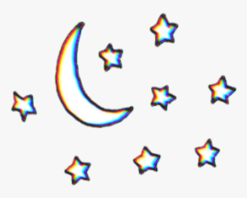 Moon Stars Star Tumblr Glitch Glitchy - Moon And Stars Transparent, HD Png Download, Free Download