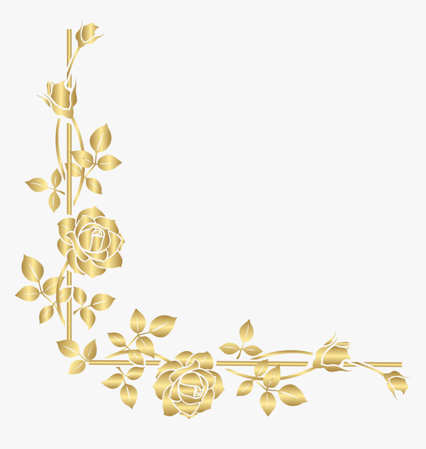 Gold Rose Corner Png Clip Art Image , Transparent Cartoons, Png Download, Free Download