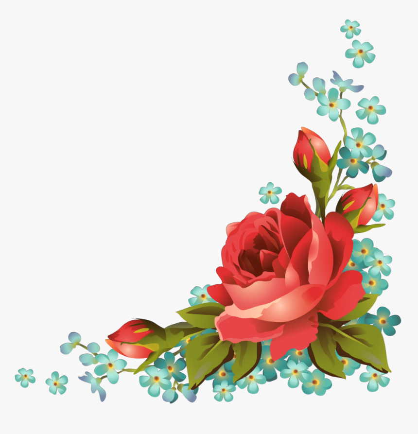 #ftestickers #art #floral #flowers #roses #corner #vintage - Rose Flower Border Transparent, HD Png Download, Free Download