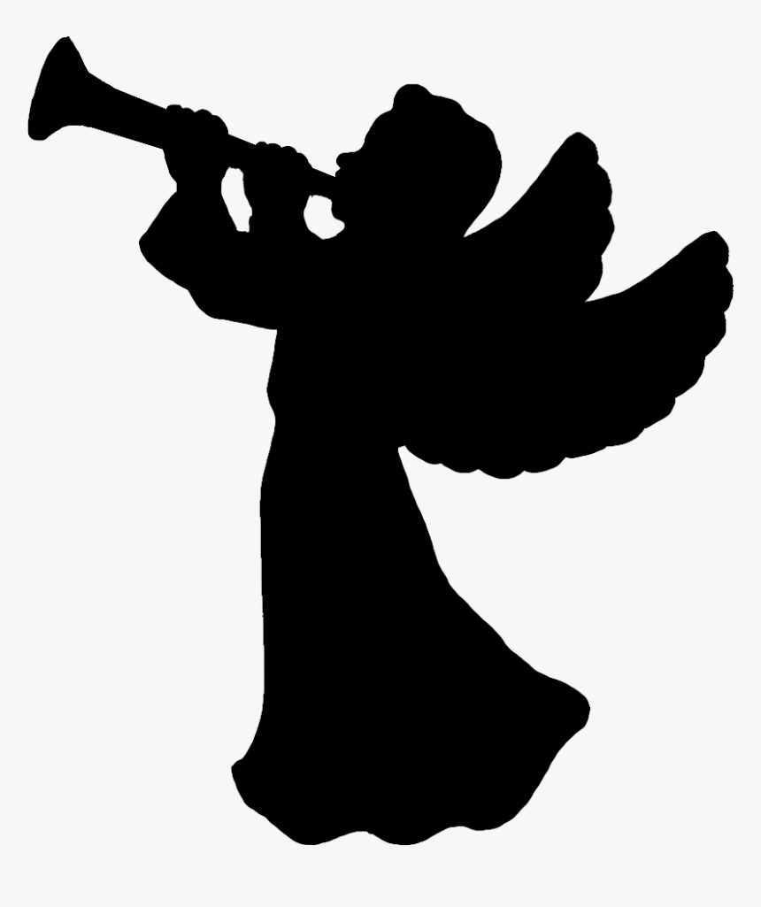 Clipart Snowflake Silhouette - Angel Blowing Trumpet Silhouette, HD Png Dow...