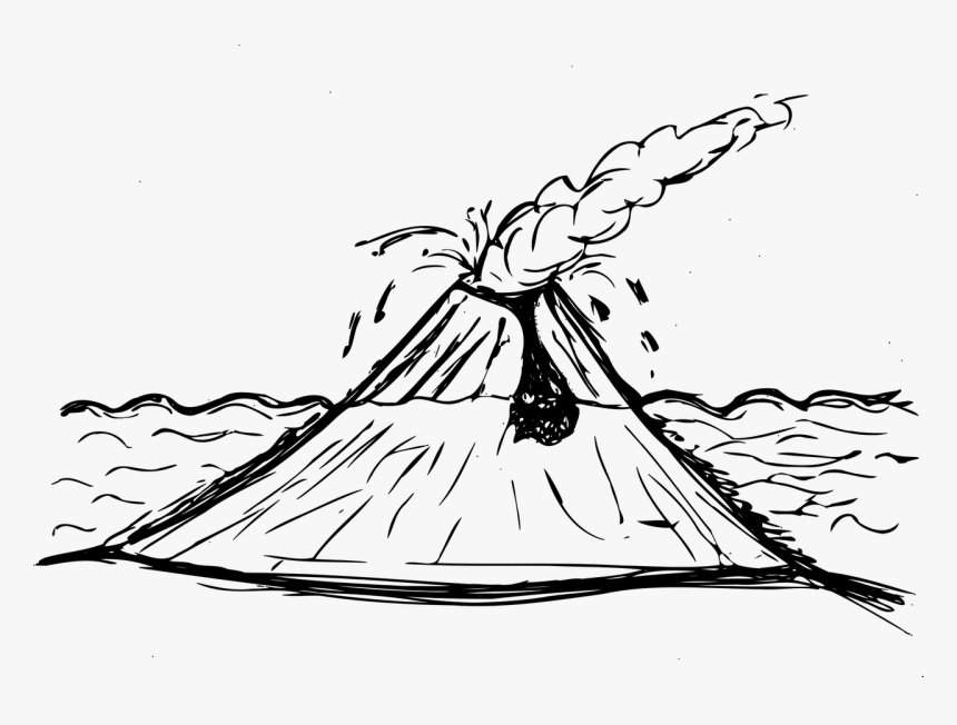 Sea Volcano Drawing, HD Png Download, Free Download
