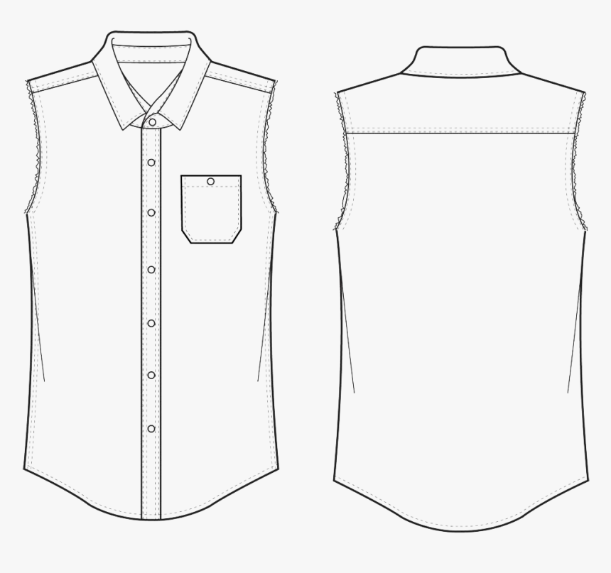 Dress Shirt White Sleeveless Shirt Pattern - Vest, HD Png Download, Free Download