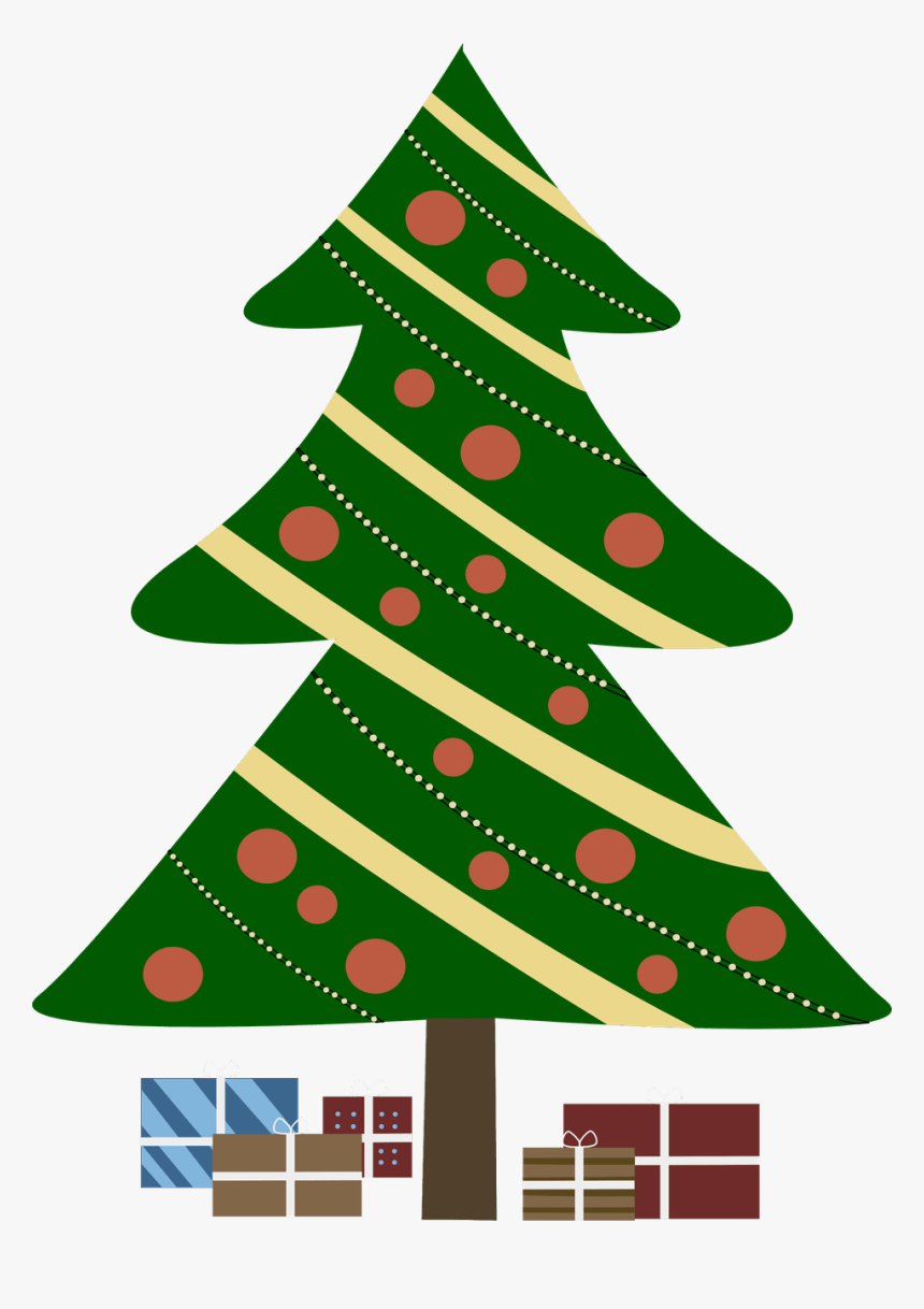 Christmas Gifts Clipart Png - Christmas Tree Cartoon With Presents, Transparent Png, Free Download
