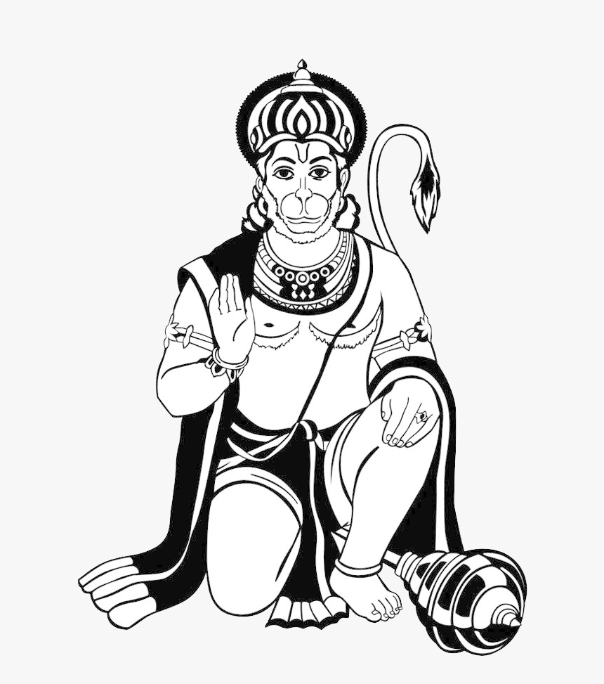 Hanuman Black And White, HD Png Download, Free Download