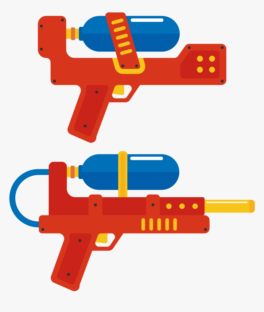 Vector Orange Toy Gun Png Download - Water Gun Illustration, Transparent Png, Free Download