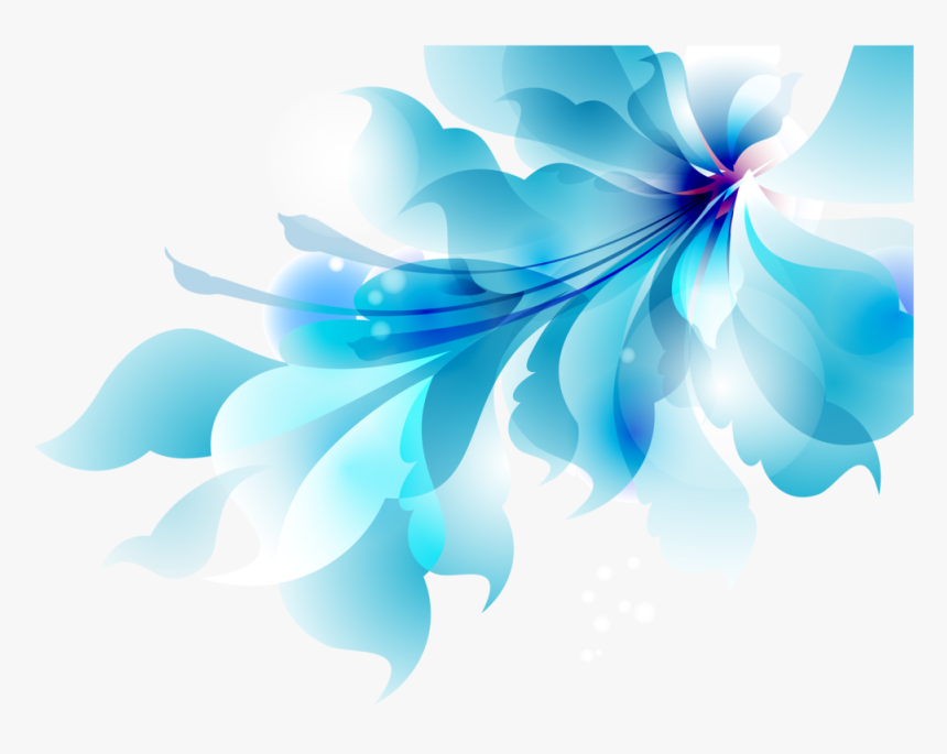 Blue Flower Vector Png - Blue Floral Abstract Background, Transparent Png, Free Download
