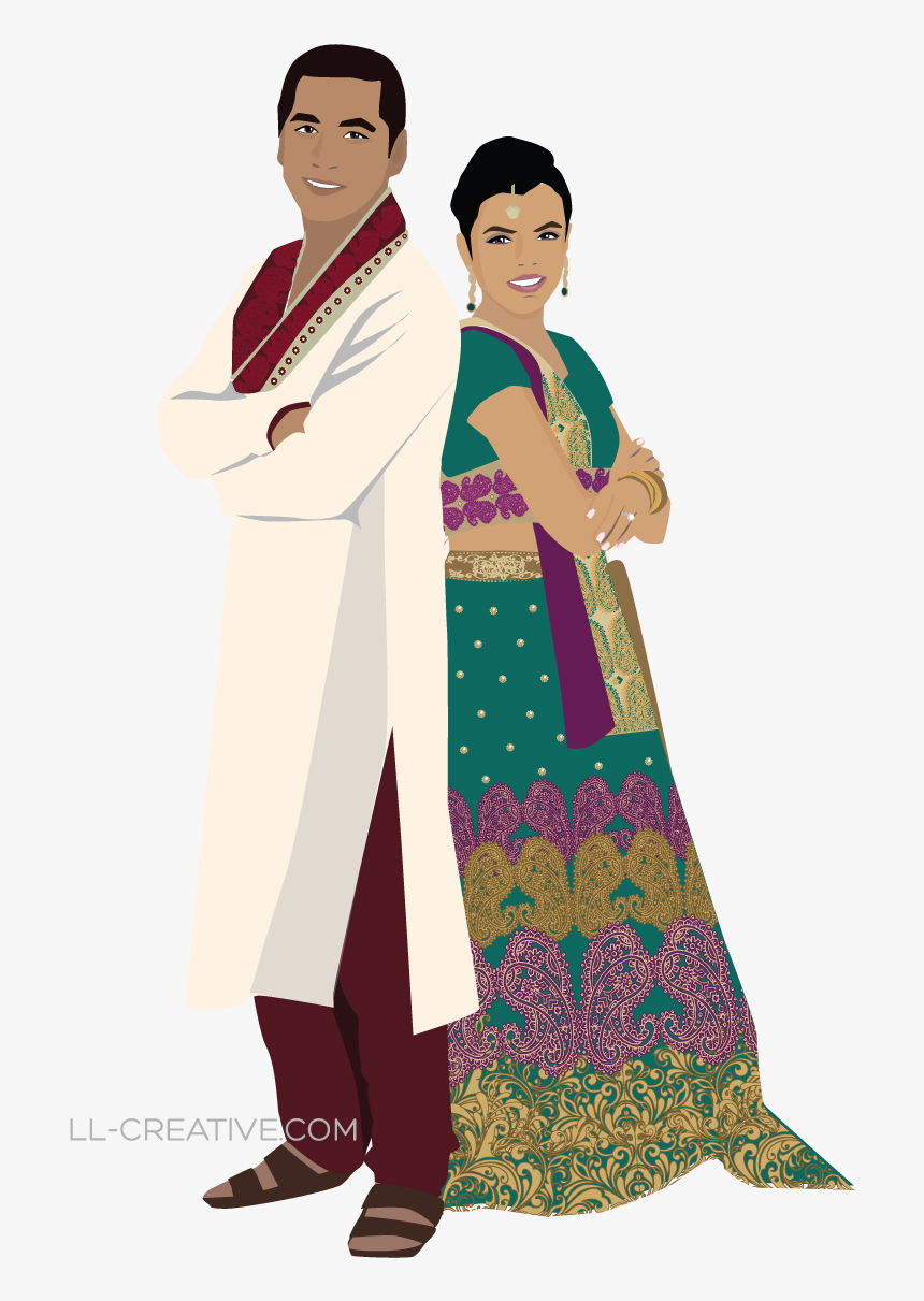 Indian Wedding Illustration From Ll-creative - Indian Wedding Couple Clipart, HD Png Download, Free Download