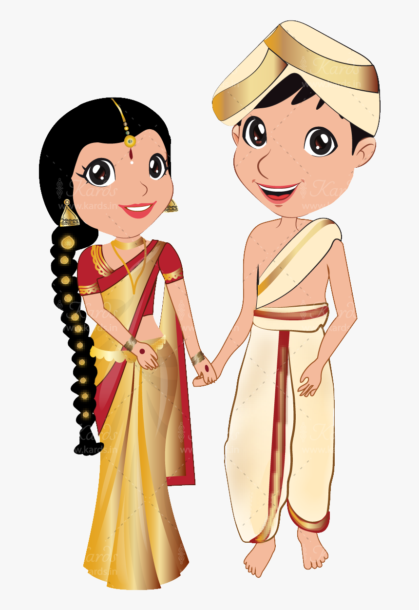 Kannada Couple Invitation Design - Wedding Cartoon Couple Png, Transparent  Png - kindpng