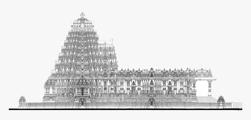 South Indian Temple Drawing, HD Png Download, Free Download