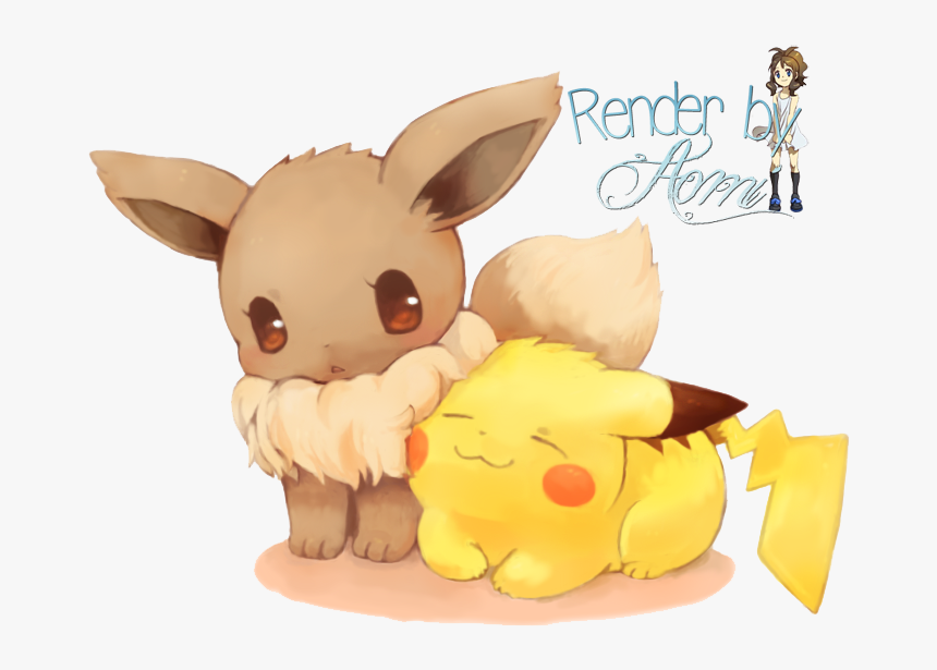 A Chibi Eevee And Pikachu - Cute Pikachu And Eevee, HD Png Download, Free Download