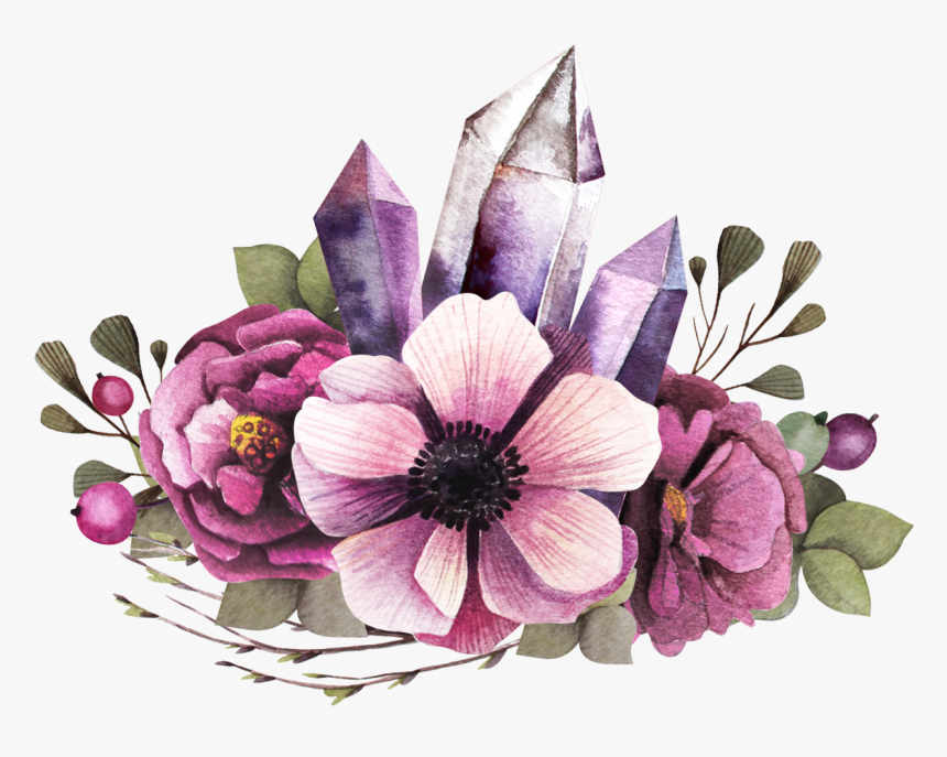 Peach Flower Clipart Flower Cluster - Purple Watercolor Flowers Png, Transparent Png, Free Download