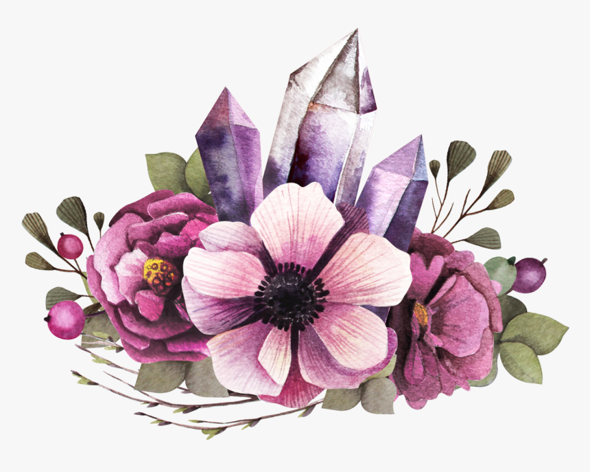 Peach Flower Clipart Flower Cluster Purple Watercolor Flowers