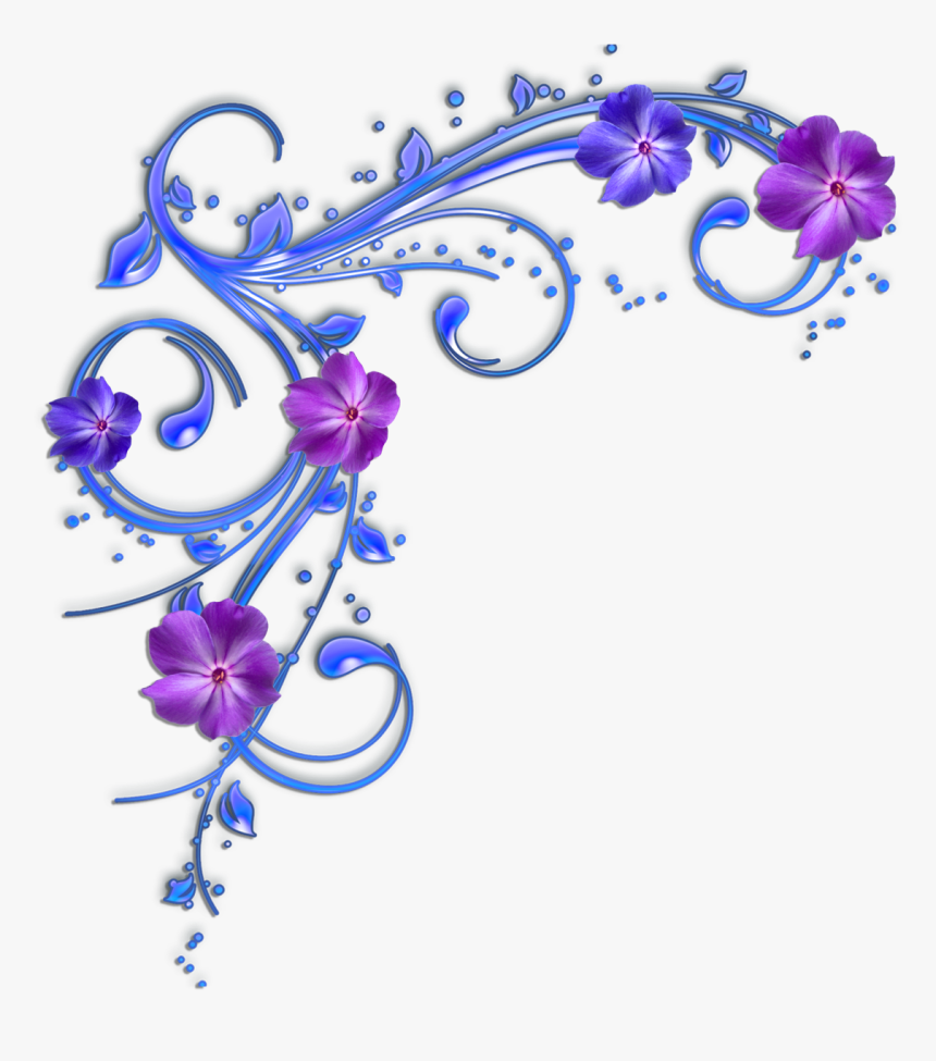 Blue Flower Clipart Border - Purple Blue Flowers Png, Transparent Png, Free Download