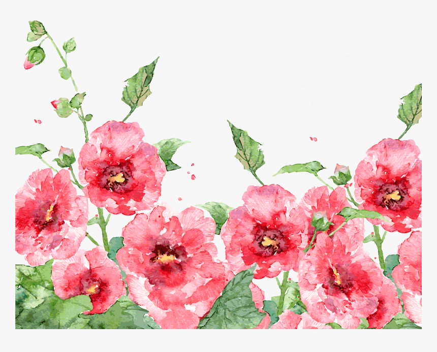 Transparent Decoration Of Hand Painted Plants And Flower - Beginner Flowers Watercolor Paintings, HD Png Download, Free Download