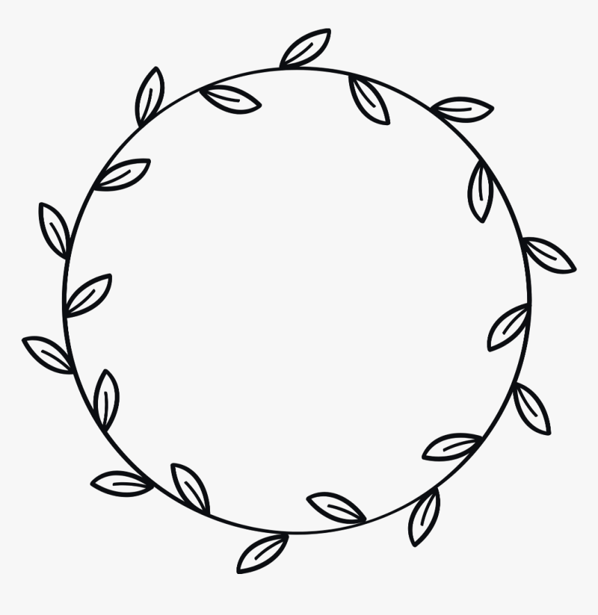 Circle Outline Lineart - Leaf Wreath Png Black, Transparent Png, Free Download