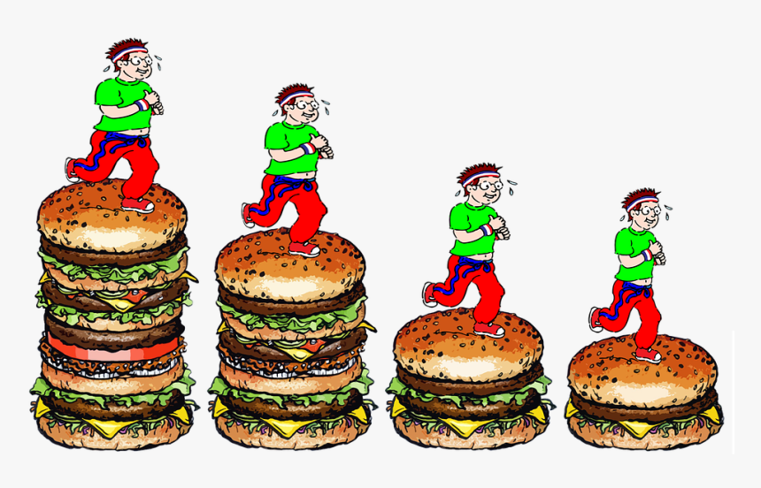 Weight Loss, Exercise, Moderation, Jog, Hamburger - Cartoons Food Waste, HD Png Download, Free Download