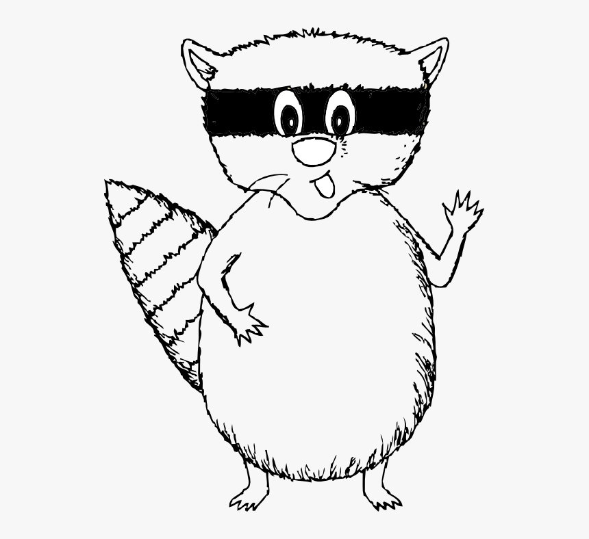 Raccoon Black And White Clipart - Cartoon Racoon Black And Whit...