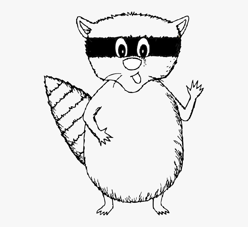 Raccoon Black And White Clipart - Cartoon Racoon Black And White, HD Png Download, Free Download