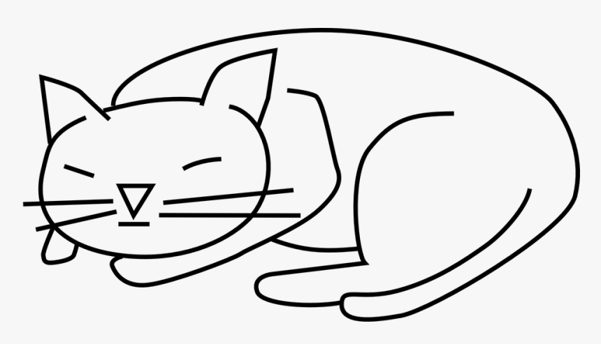 Cute Cat Face Drawing 26, Buy Clip Art - Outline Of Sleeping Cat, HD Png Download, Free Download