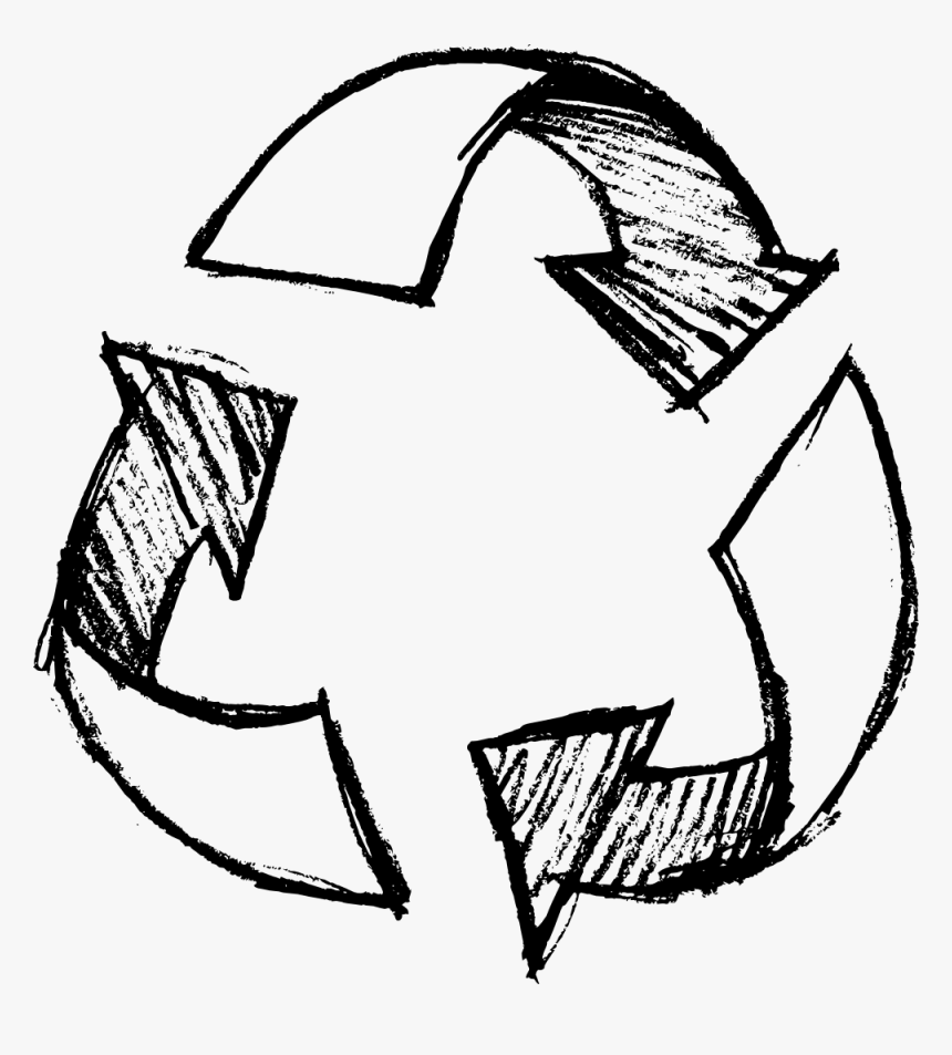 Clip Art Symbol Waste Pencil Drawn - Hand Drawn Recycle Icon, HD Png Download, Free Download