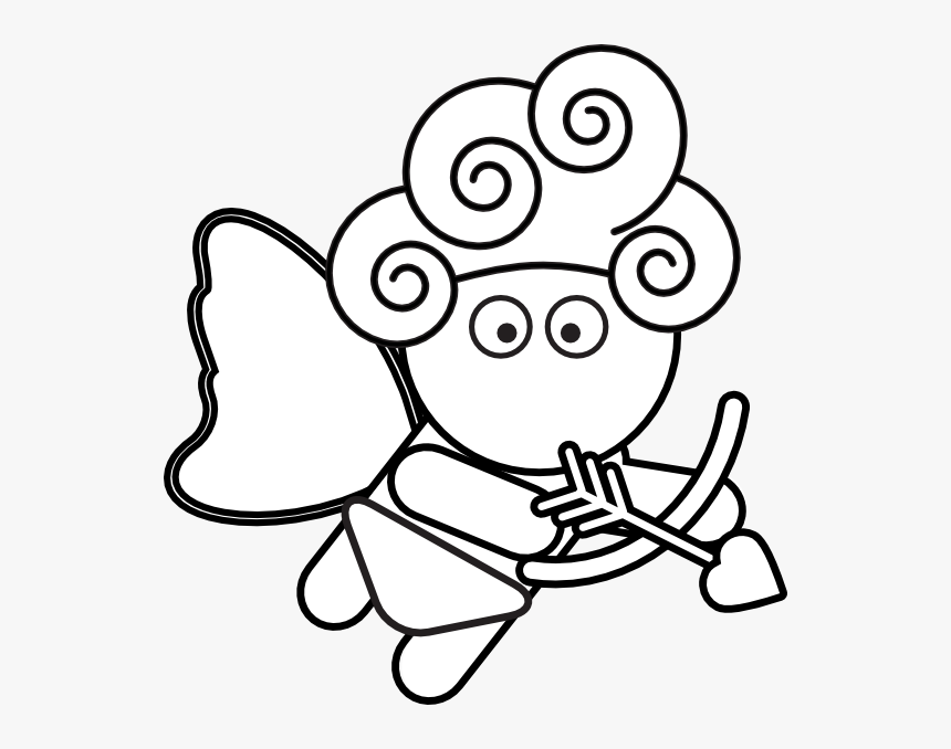 Cupid Outline - Cupid Clip Art Black And White, HD Png Download, Free Download