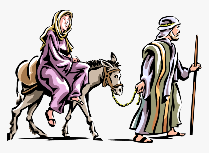 Vector Illustration Of Mary And Joseph With Donkey - Mary And Joseph And Donkey, HD Png Download, Free Download