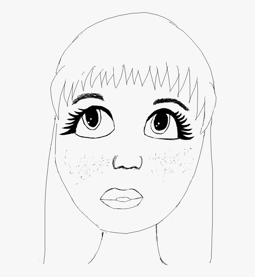 Girl Freckles Sketch Tumblr Aesthetic Cute Sad Cutegirl - Aesthetic Cute Girl Sketch, HD Png Download, Free Download