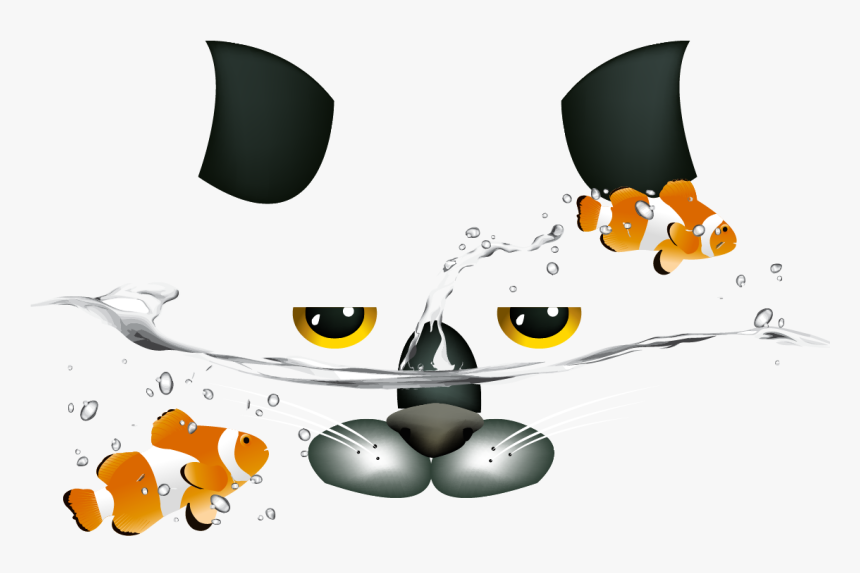 Painted Cats And Vector Goldfish Free Transparent Image - Clip Art, HD Png Download, Free Download