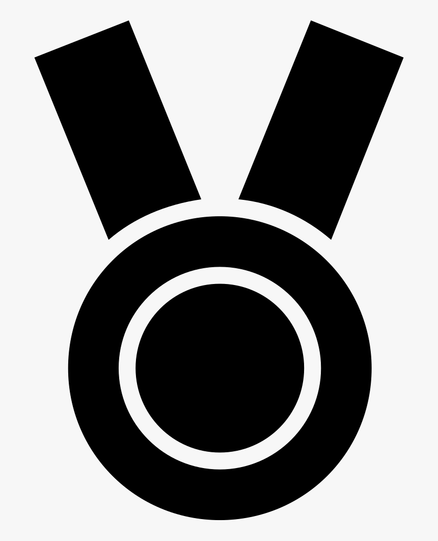 Medal Black Circular Sportive Object Symbol With Ribbon - Icon, HD Png Download, Free Download