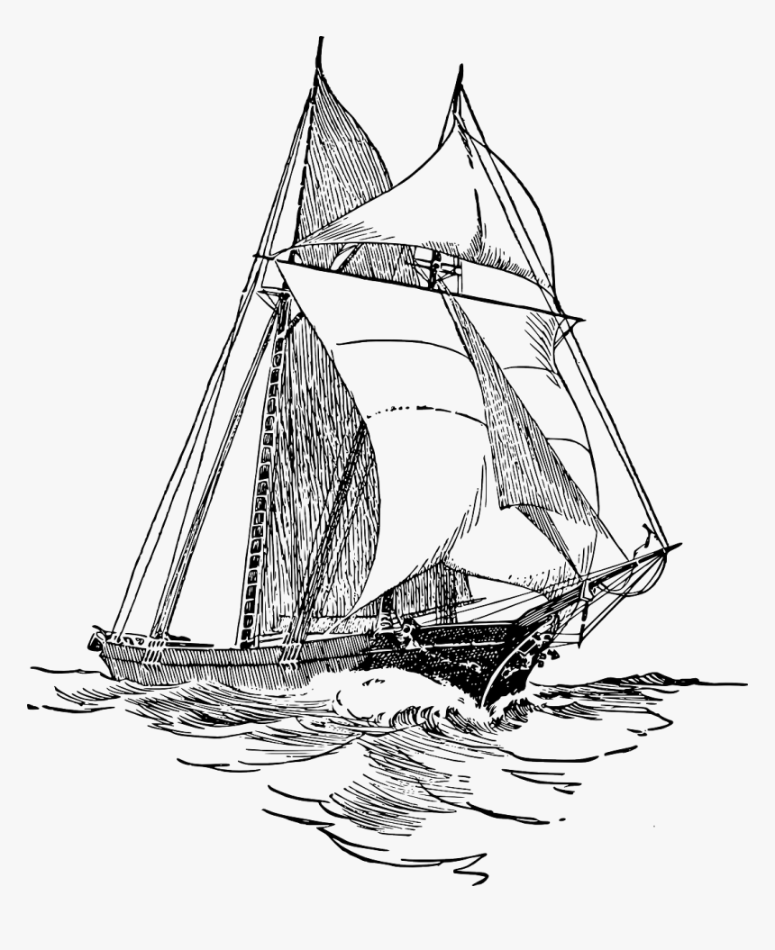 Line Art Sailboat, HD Png Download, Free Download