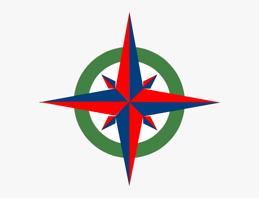 Compass Rose Red Blue Green Clip Art - Compass Rose In Color, HD Png Download, Free Download