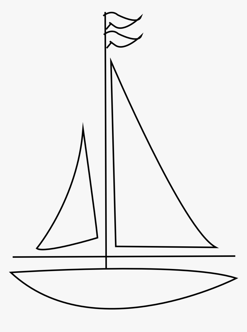 Sailboat Black And White Sailing Ship Clipart Bote - Easy To Draw Sail Boat, HD Png Download, Free Download