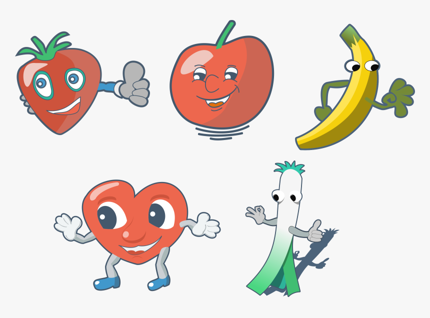 Fun Fruits Clip Arts - Cartoon Drawing Of Vegetables And Fruits, HD Png Download, Free Download
