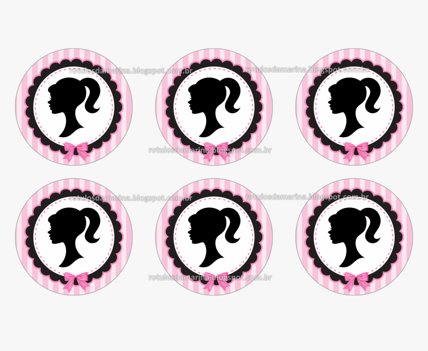 Barbie Label Cupcake Black Pink - Pink And Black Cupcake Clipart, HD Png Download, Free Download