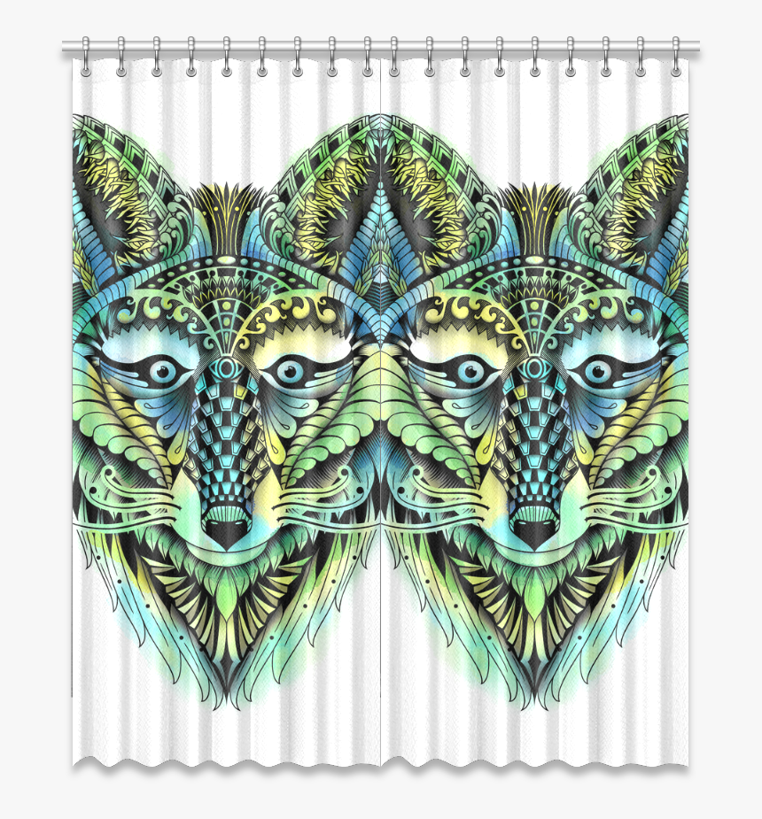 Water Color Ornate Foxy Wolf Head Ornate Drawing Window - Donkey, HD Png Download, Free Download