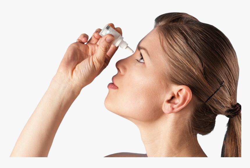 A Woman Putting Eye Drops Into Her Eye - Woman Using Eye Drops, HD Png Download, Free Download