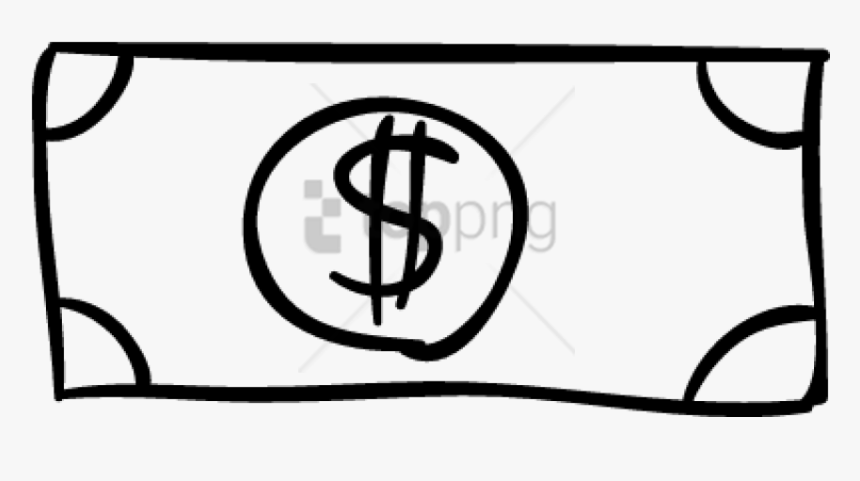 Free Png Hand Drawn Dollar Bill Png Image With Transparent - Black And White Money Outline, Png Download, Free Download