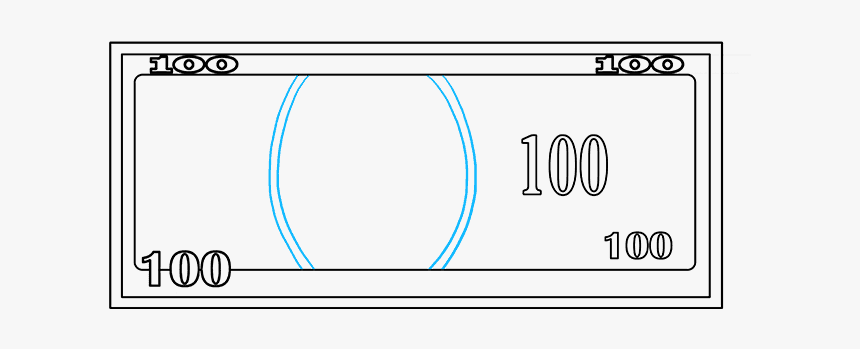 How To Draw Dollar Bill - 100 Dollar Bill Easy To Draw, HD Png Download, Free Download