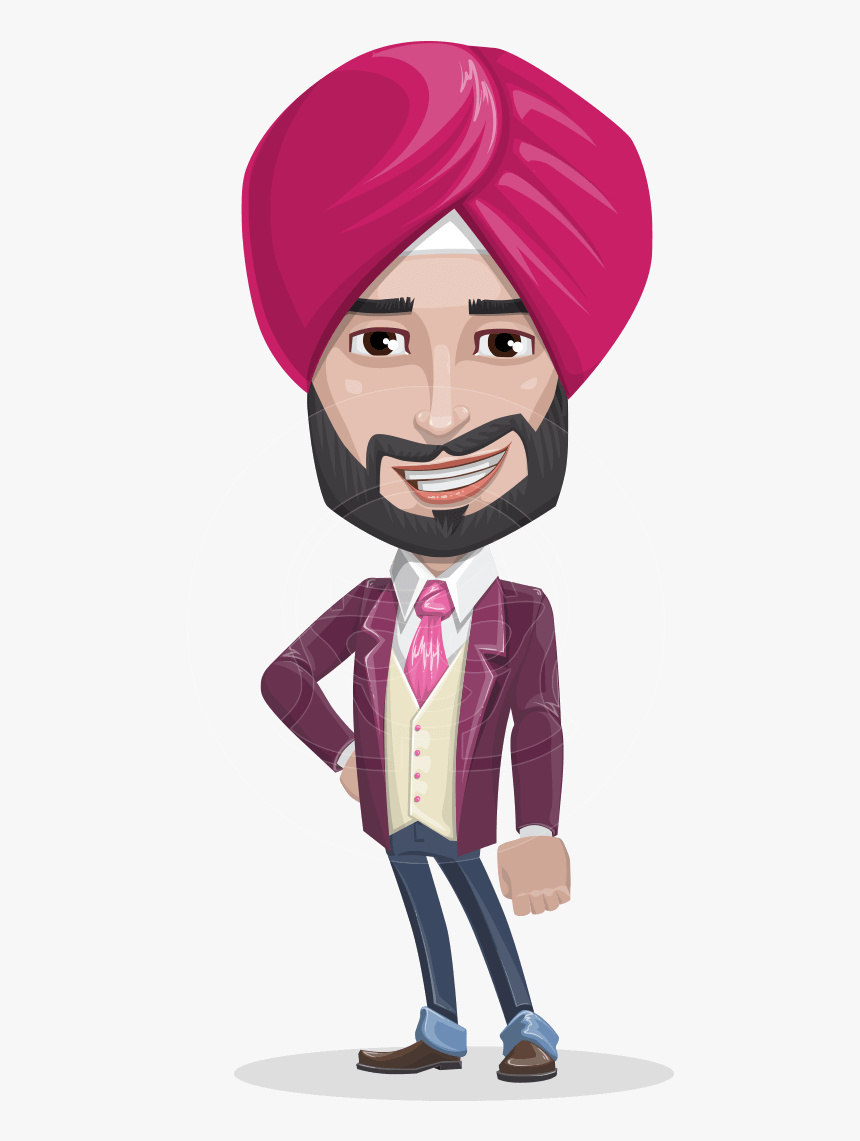 Indian Businessman Cartoon Vector Character Aka Jayant - Cartoon Man With Turban, HD Png Download, Free Download