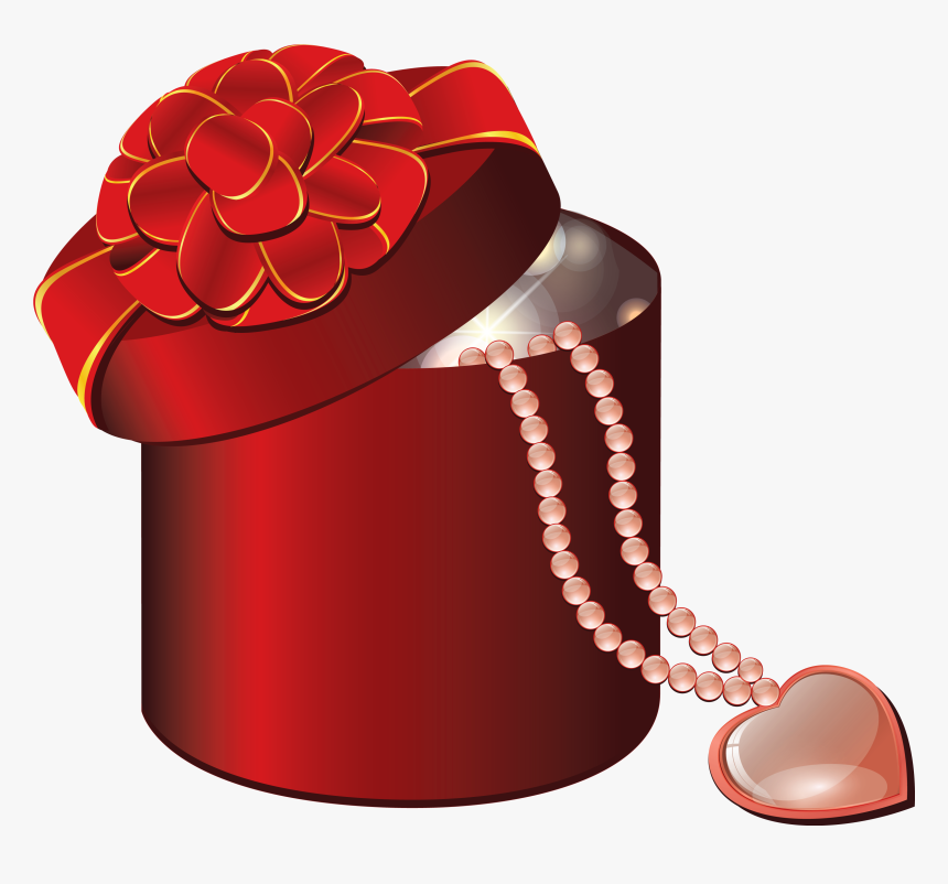 Red Round Gift With - Valentine Gift Box Png, Transparent Png, Free Download