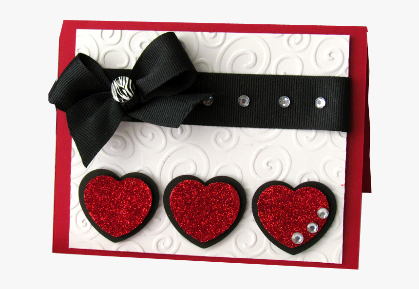 Triple Heart Handmade Valentine Card - Valentine Cards Handmade Black And Red, HD Png Download, Free Download