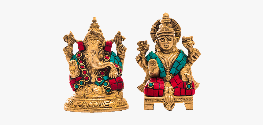 Lord Ganesh And Goddess Laxmi Showpiece In Brass"
 - God Ganesh, HD Png Download, Free Download