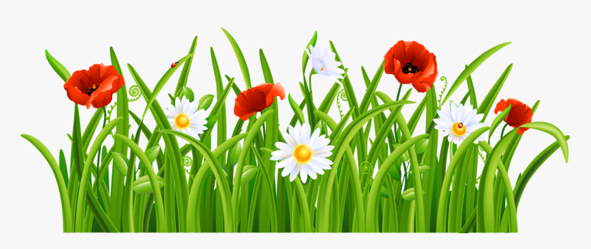 Grass With Flower Png Png - Flowers Grass Clip Art, Transparent Png, Free Download