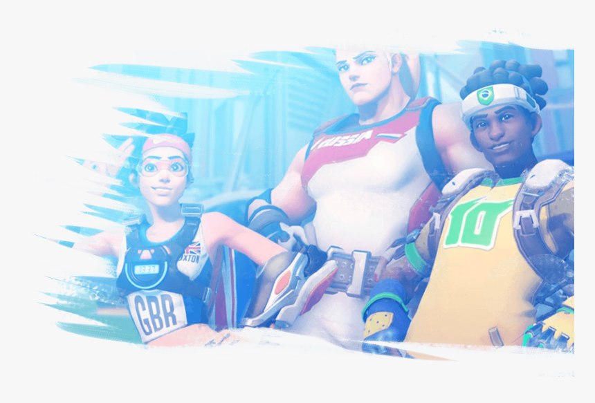 Tracer, Ana And Lucio In Overwatch Summer Games Skins - Summer Games 2017 Skins, HD Png Download, Free Download