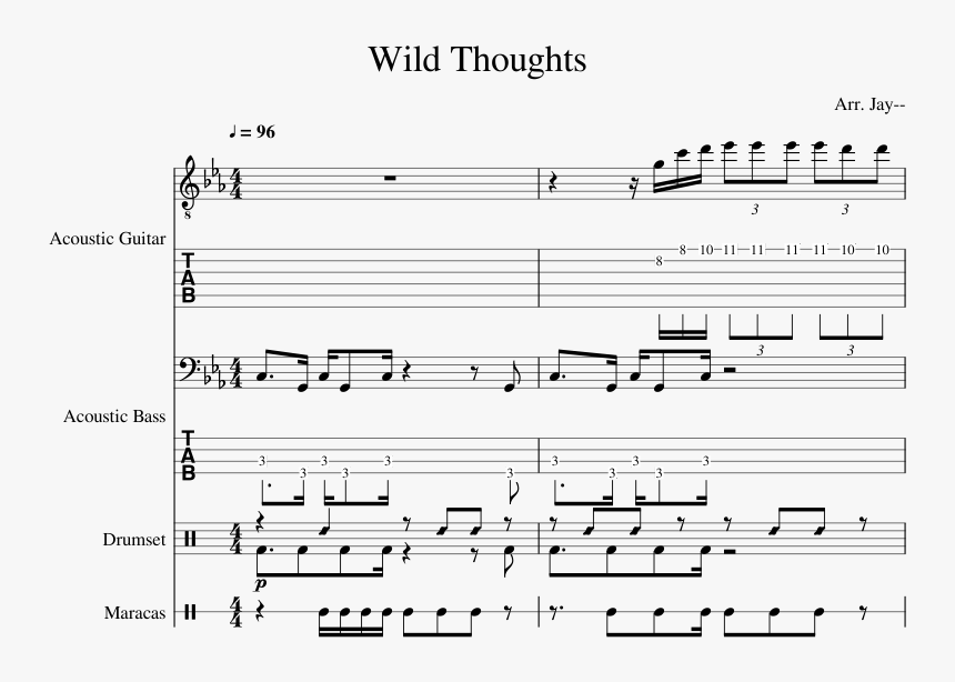 Wild Thoughts Guitar Tab, HD Png Download, Free Download