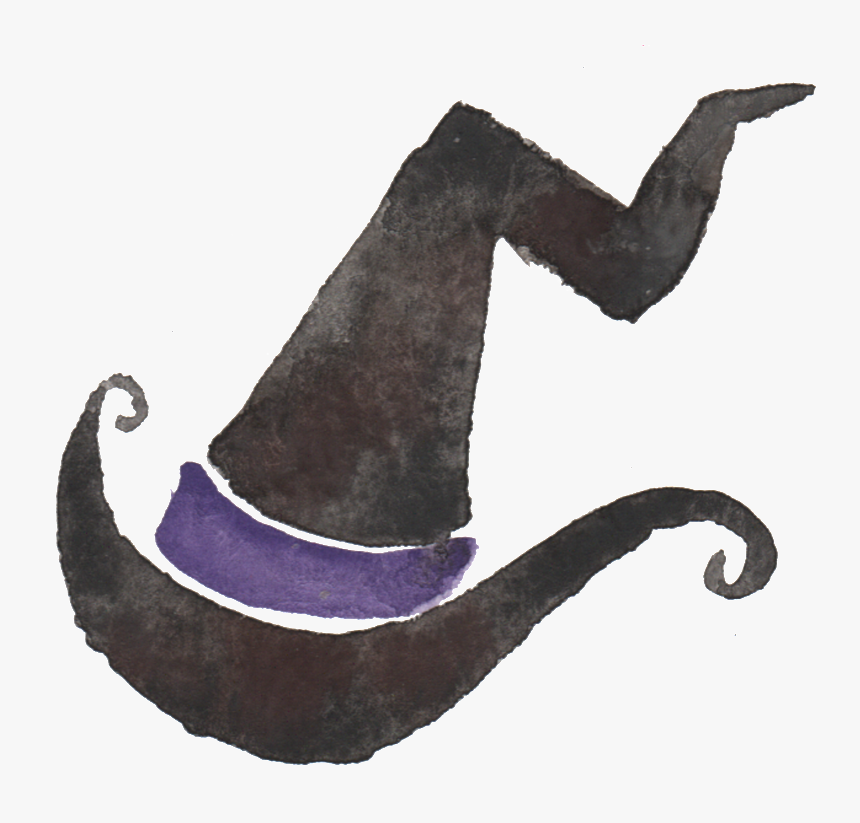 Black Watercolor Hand Painted Wizard Hat Transparent - Otter, HD Png Download, Free Download